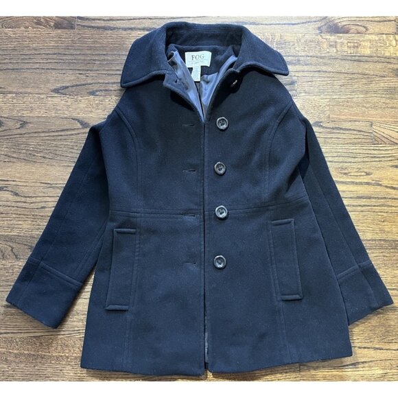 London Fog Men’s Black Wool Blend Peacoat Jacket Size Small Classic Style